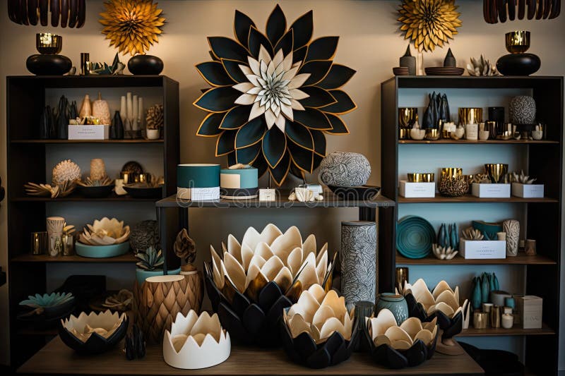 Home decor store, filled with beautifully designed and crafted accessories stock illustration