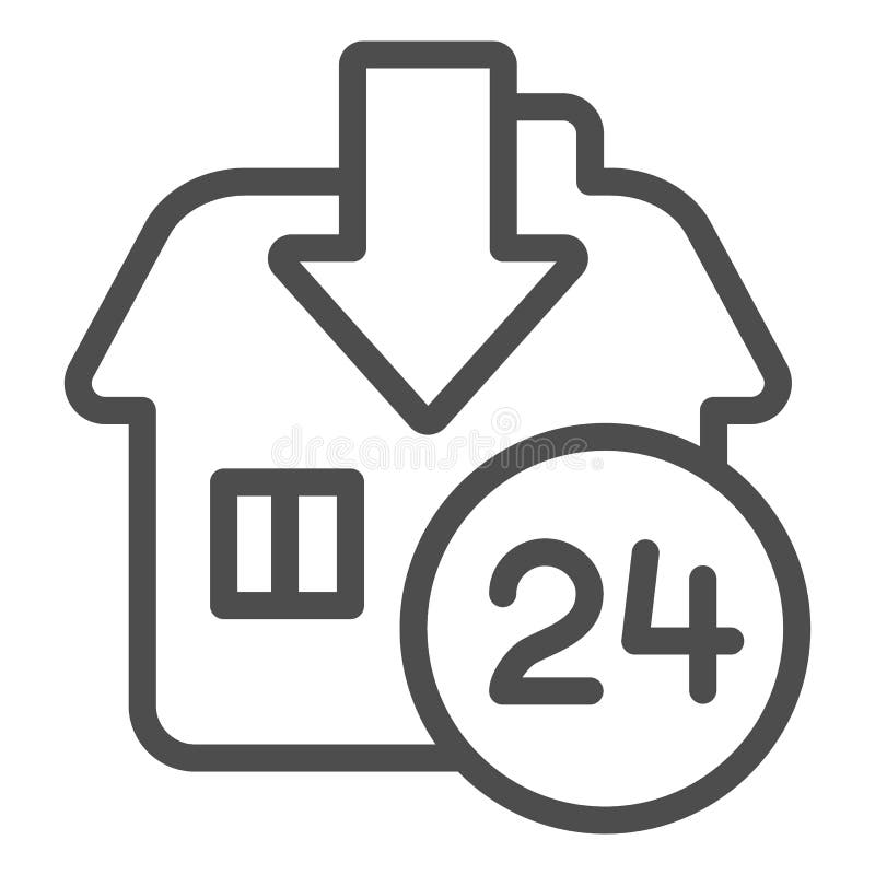 Home delivery line icon. 24 hours delivery vector illustration isolated on white. House and 24 hours sign outline style