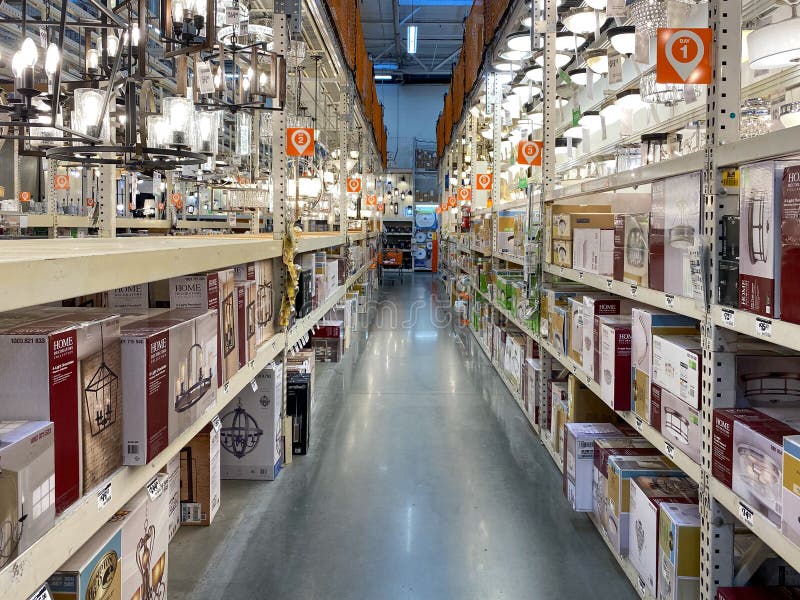The Home Depot Store Department Section Aisles. Light Section Editorial  Photography - Image of appliance, gardening: 175732432