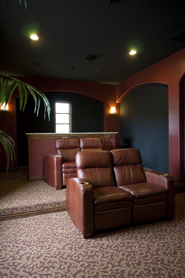 Theater Room with Stadium Seating Stock Image Image of lounge, carpet