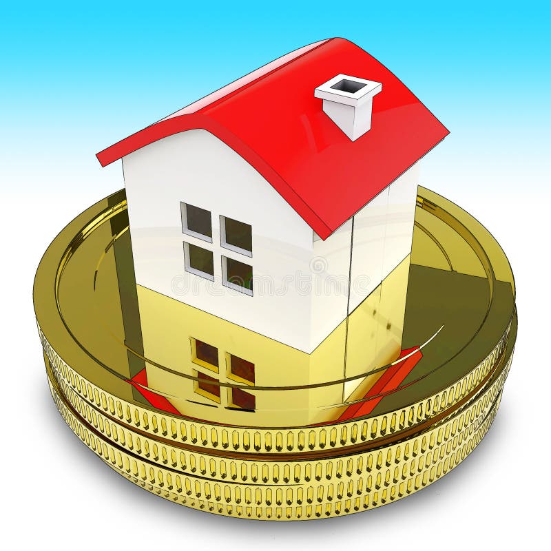 Home Equity Icon Building Represents Property Loan or Line of Credit