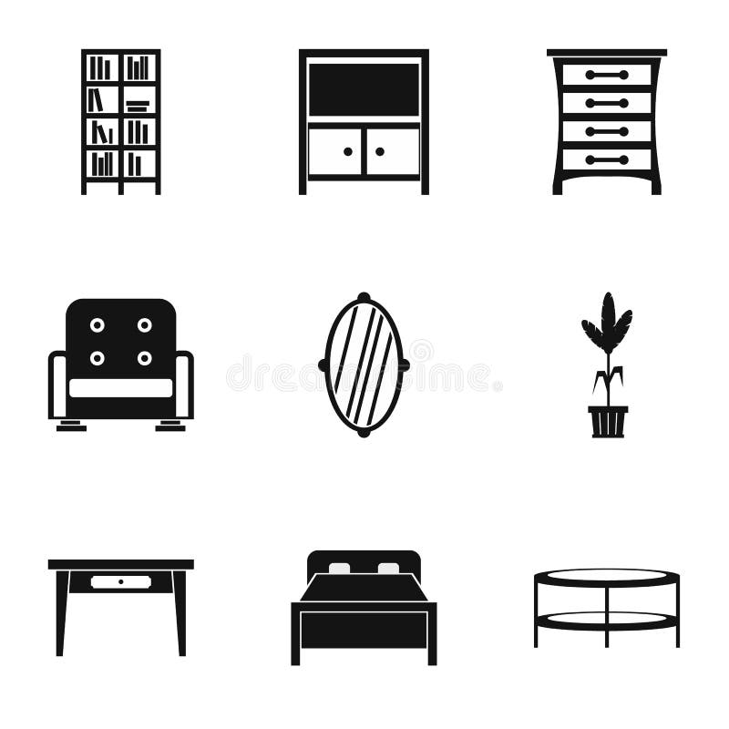 Home Furniture Icons Set, Cartoon Style Stock Vector Illustration of comfort, element 82738923