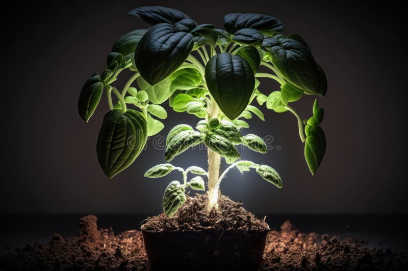 Home Growing Greens Plant Under Lights Generative AI Stock Illustration
