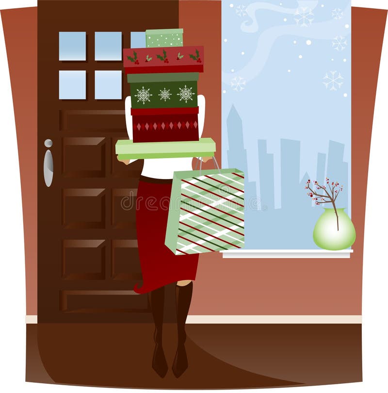 Christmas Shopping Spree stock illustration. Illustration of christmas