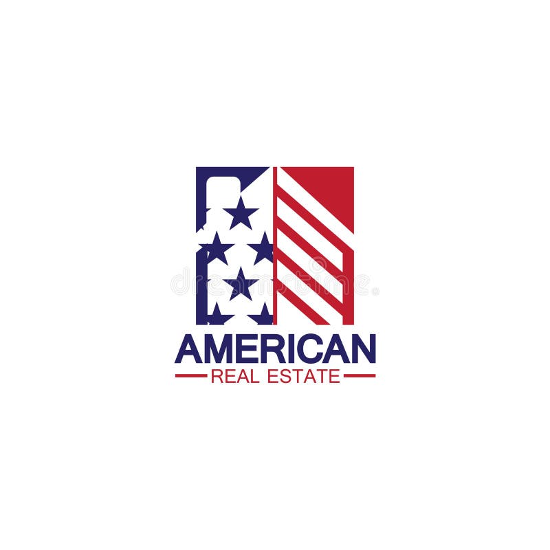 Home House American Flag Real Estate Logo Vector Illustration Stock