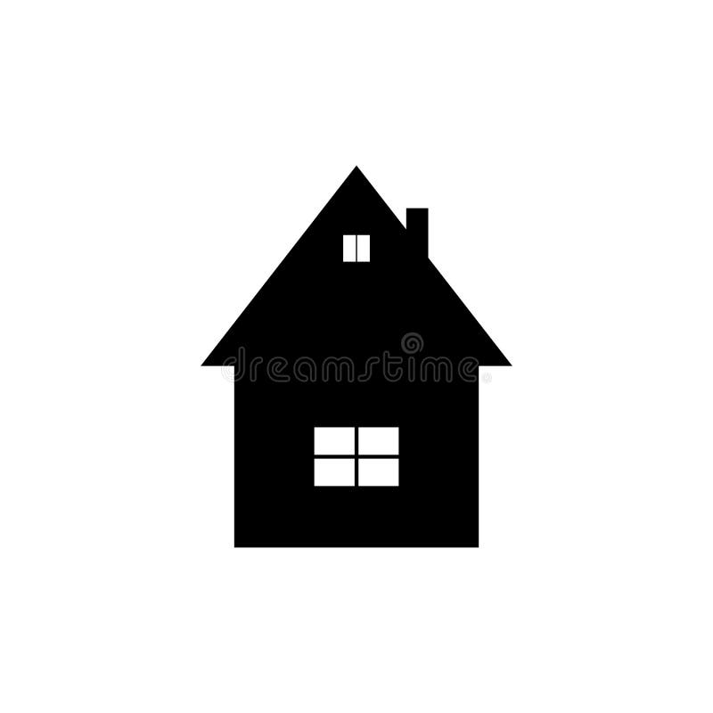 Home Icon in Black and White on a White Background. Stock Vector