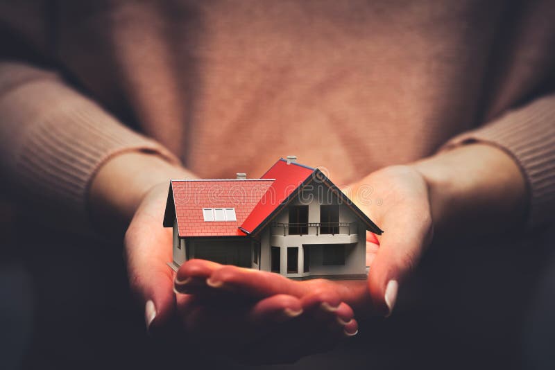 Home Insurance, a House Model Safe in Hands Stock Image Image of sale