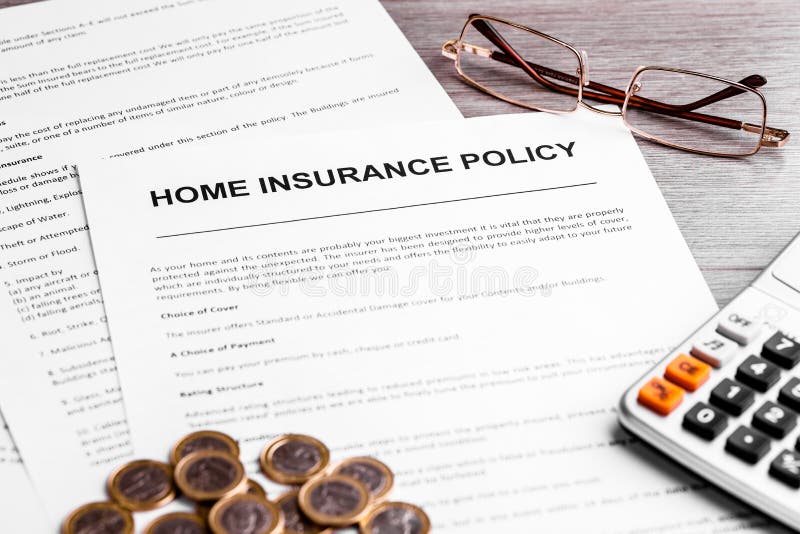 Home Insurance Policy. Coins, Calculator And Insurance ...