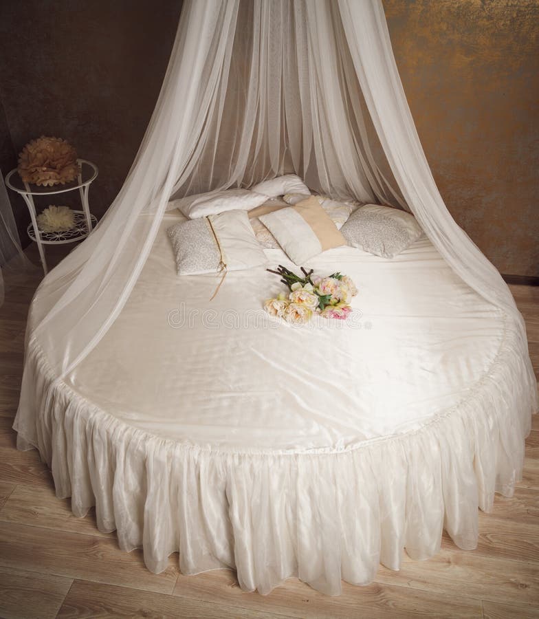 Home Interior with White Circle Bed with Canopy Stock Photo Image of