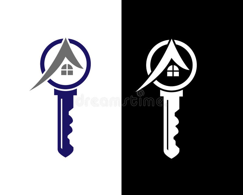 Home and Key Real Estate Concept Logo Design Template. Stock Vector