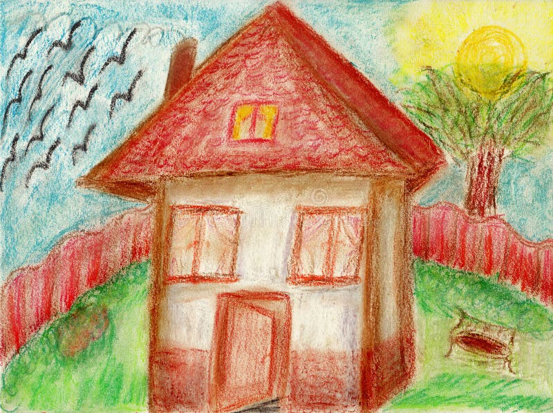 https://thumbs.dreamstime.com/b/home-kids-drawings-illustration-crayons-30400272.jpg