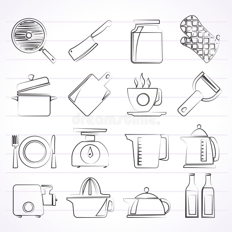 Home Kitchen Equipment Icons Stock Vector Illustration of equipment