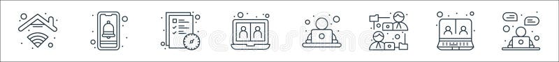 Home line icons. linear set. quality vector line set such as online chat, video call, office worker, videocall, task, notification vector illustration