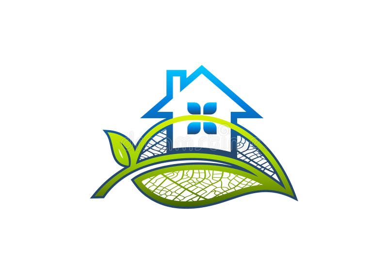 Home logo, leaf, house,architecture, icon, nature, building, garden, and green real estate concept design royalty free illustration Home logo, leaf, house,architecture, icon, nature, building, garden, and green real estate concept design royalty free illustration