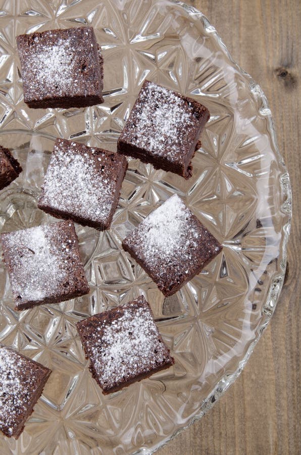 Home Made Brownies with Powdered Sugar Stock Photo Image of powder