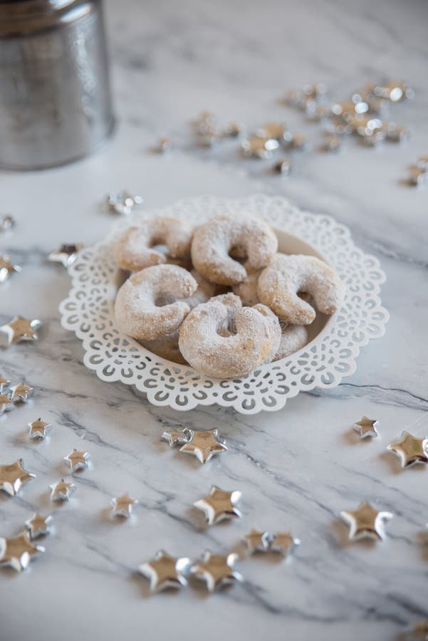 Christmas Nut Crescent Vanilla Cookies Stock Image - Image of homemade ...