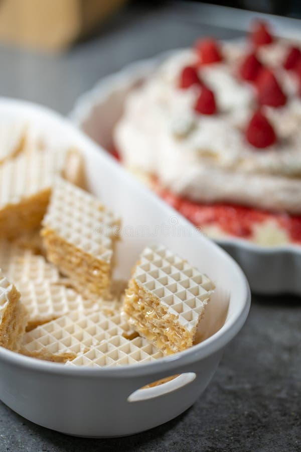 Home made deserts on beautiful white dishes