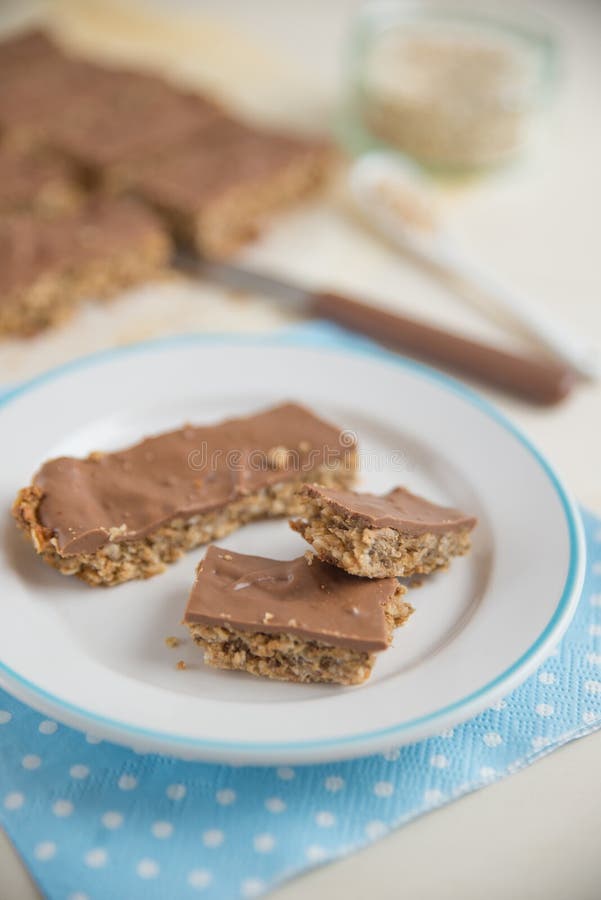 Home Made Healthy Chocolate Granola Bars Stock Photo Image of