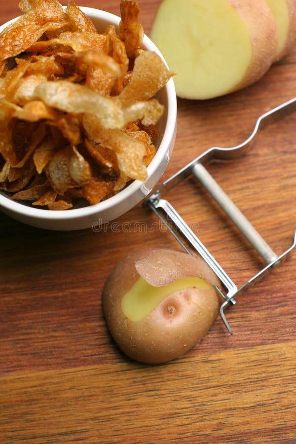 Home-made potato chips; top view