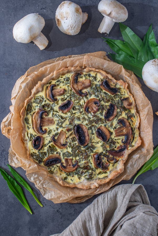 Home Made Quiche with Wild Garlic Stock Photo Image of bakery, baking