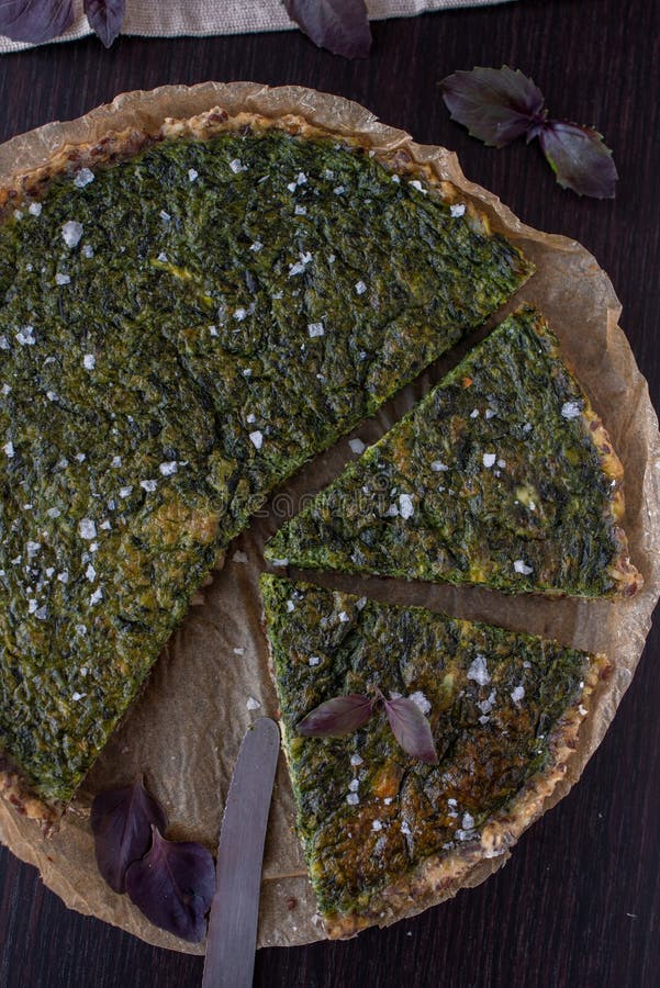 Home Made Quiche with Wild Garlic Stock Image Image of green, tree