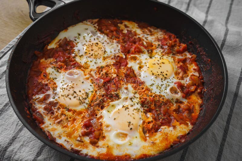 Home Made Shakshuka, Traditional North African and Middle Eastern Dish ...