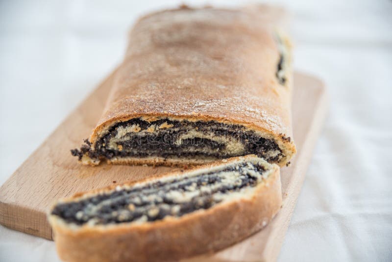 Home Made Strudel Filled with Poppy Seeds Stock Image Image of