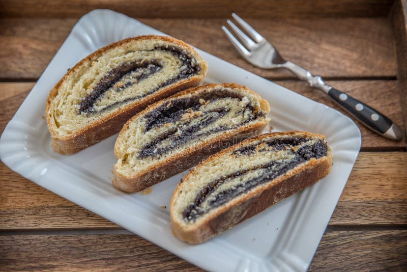 Home Made Strudel Filled with Poppy Seeds Stock Photo Image of