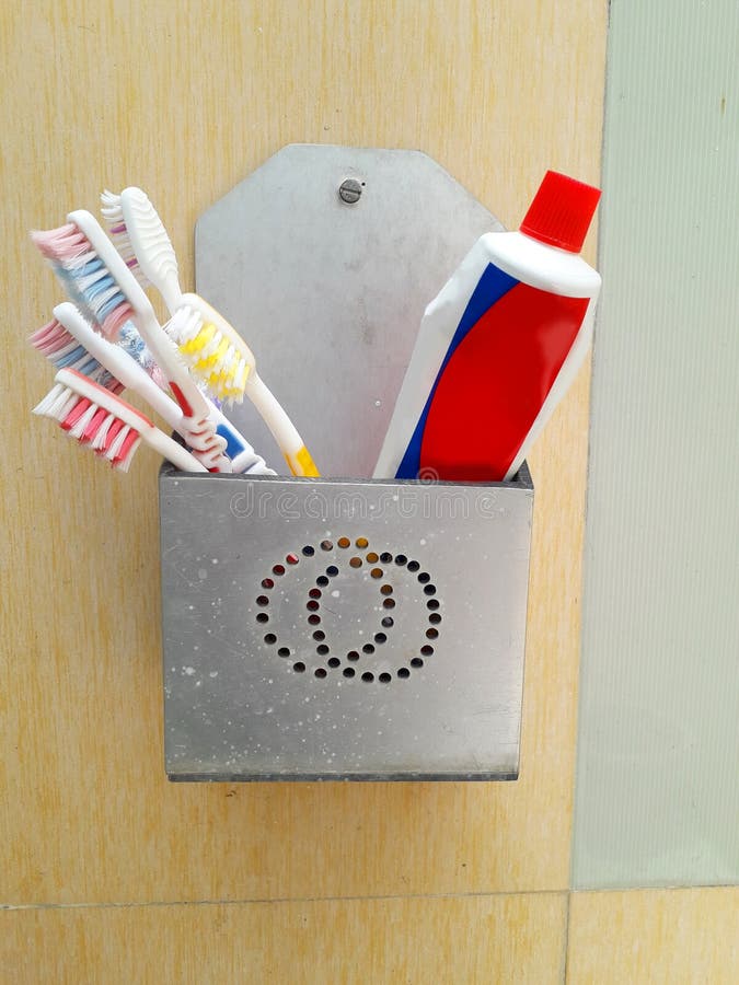 Home Made Toothbrush and Toothpaste Holder Stock Image Image of brush