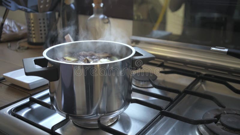 Pot Boiling Water On Stove Rapid Stock Footage Video (100% Royalty-free)  1967887