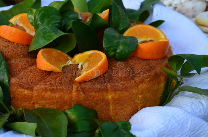 Home made whole testy orange cake