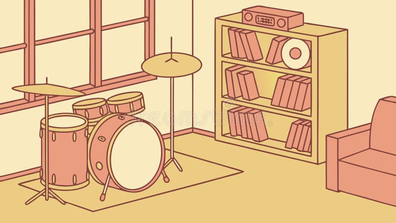 Home Music Studio with Drums, Hobby Creative Space Vector, vector design Generative AI vector illustration