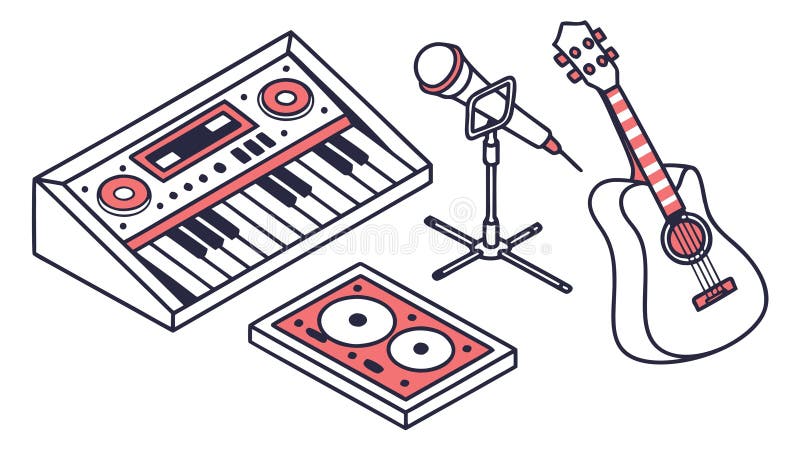 Home Music Studio Essentials, Creative Audio Setup Vector, vector design Generative AI vector illustration