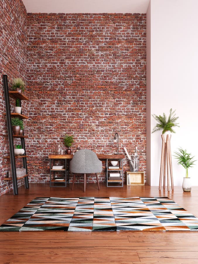 Home office design, modern workspace room royalty free stock images