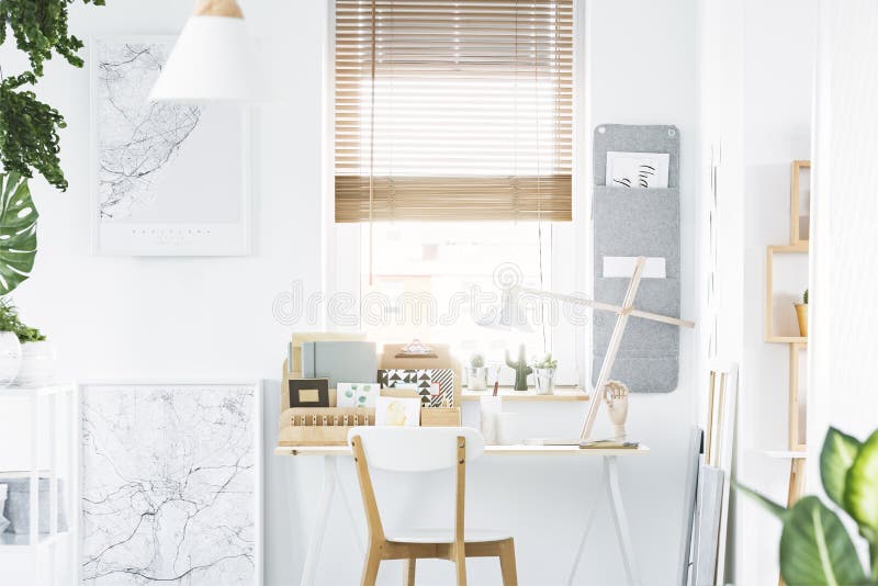 Home office interior with window