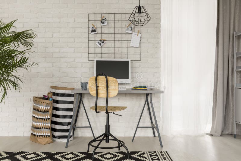 Home office with metal accesories