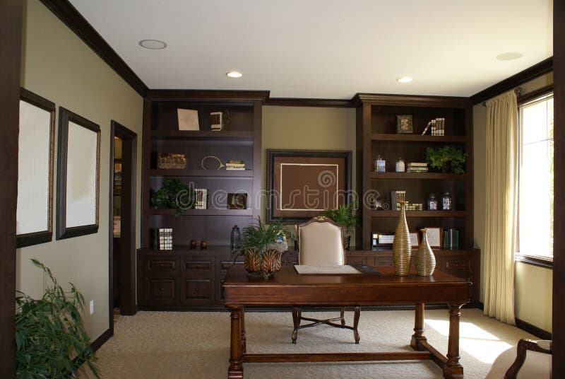 Featured image of post Masculine Home Office Wallpaper : Dark blue walls, silver and white accents.