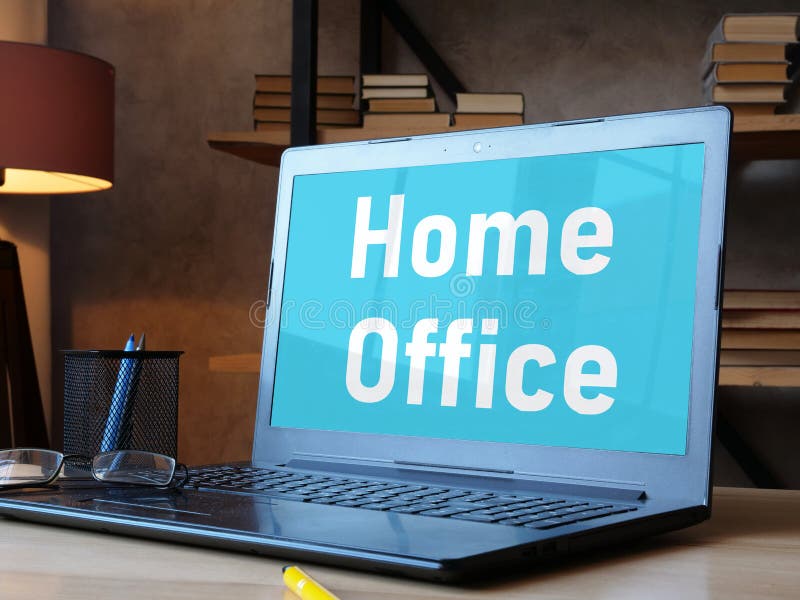 Home Office Working is Shown Using the Text Stock Image Image of