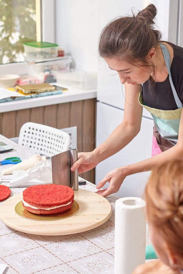 Home pastry chef teaches cooking cake stock photos Home pastry chef teaches cooking cake stock photos