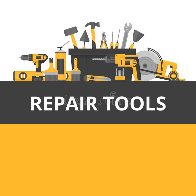 Home repair objects. Construction tools. Hand tools for home renovation and construction. Flat style, vector illustration.