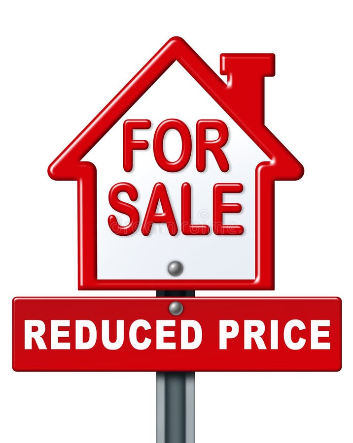 Reduced Price. Price reduction. Price reduction Illustrator. House sale sign.