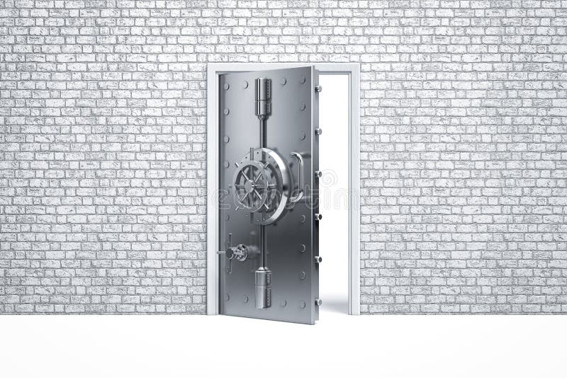 Home Security Safe Door on Brick Wall Stock Illustration Illustration
