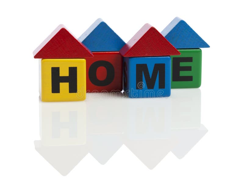 HOME Spelled with Alphabet Building Blocks Stock Image Image of real