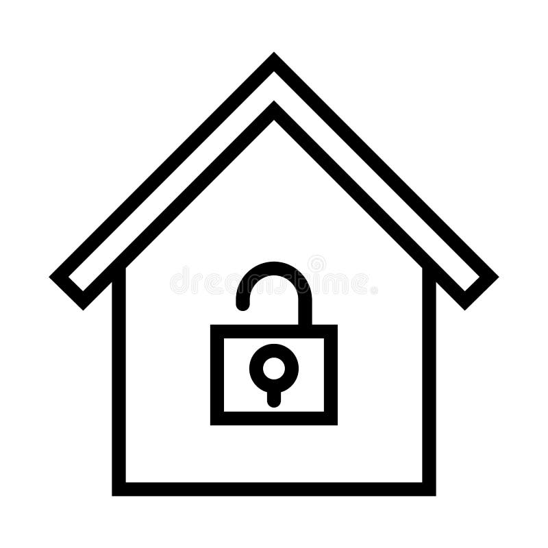 Home unlock line icon stock illustration Home unlock line icon stock illustration