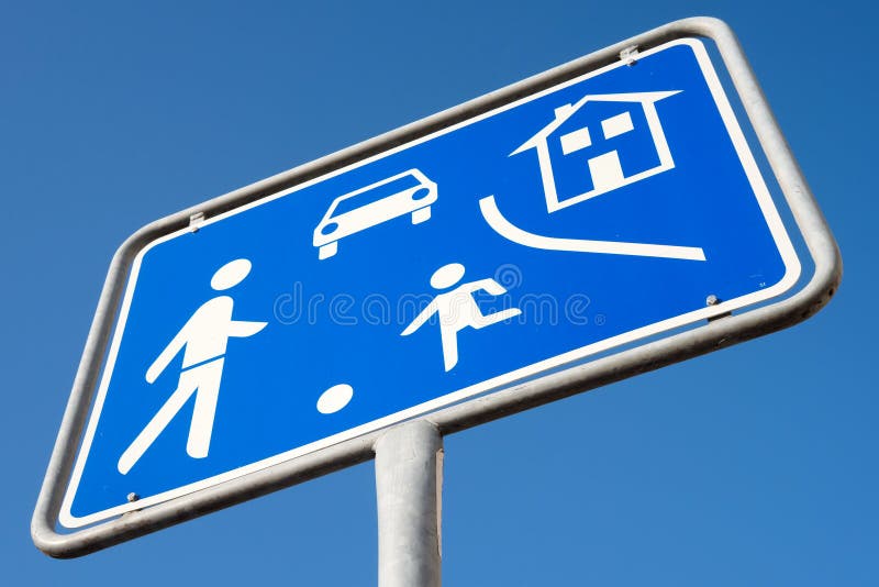Home Zone Entry Road Sign, Isolated Residential Area Road Traffic