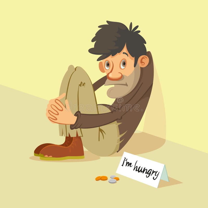 Homeless begs for money stock vector. Illustration of sitting - 74057850