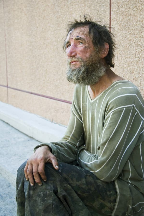 Sad Homeless Man in Depression Stock Image - Image of hopelessness