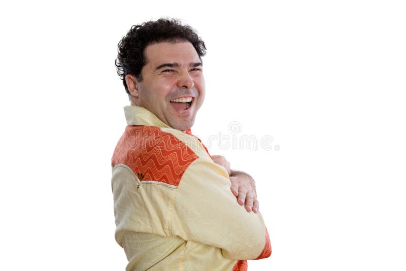 Homem alegre na camisa africana que olha a câmera fotos de stock Homem alegre na camisa africana que olha a câmera fotos de stock