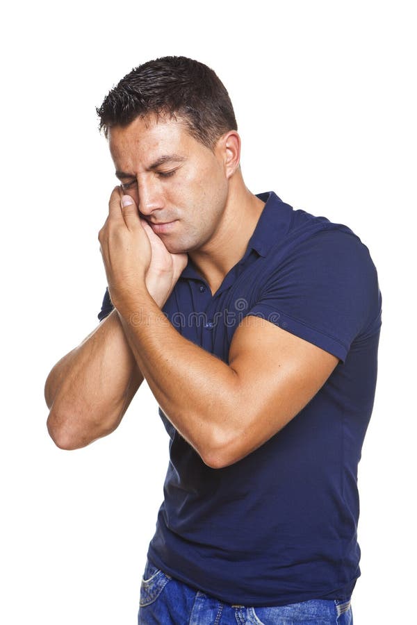 Homem com dor de dentes fotografia de stock royalty free
