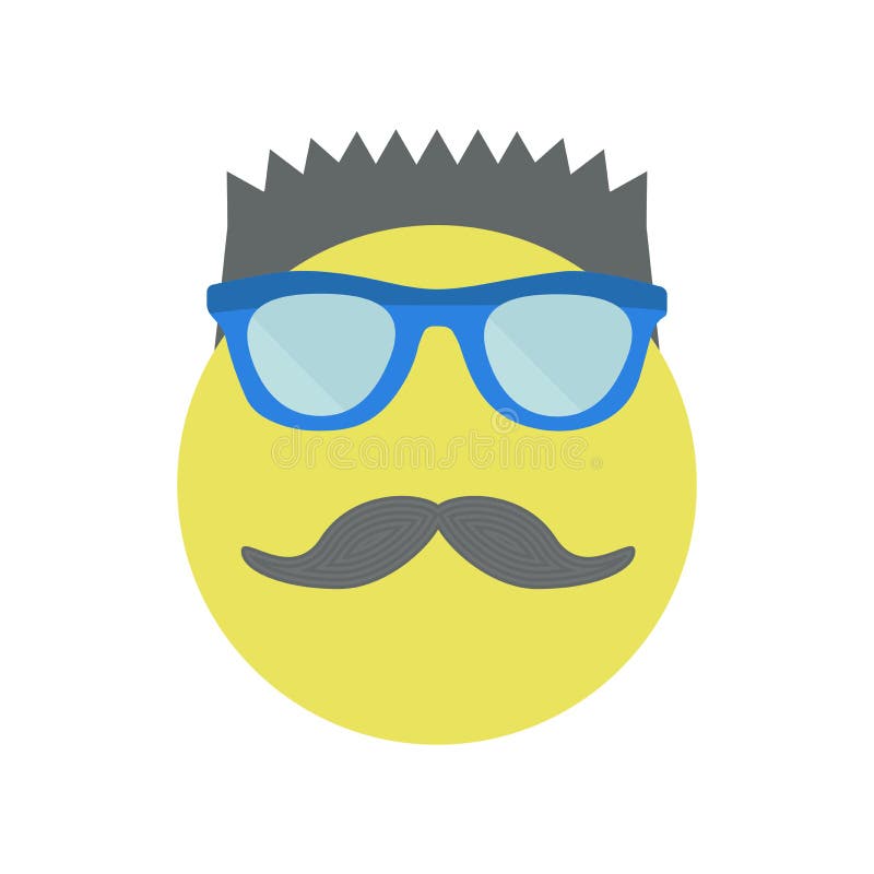 Emoticon Hipster Bonito Com Corte Cabelo Moda Bigodes Emoji